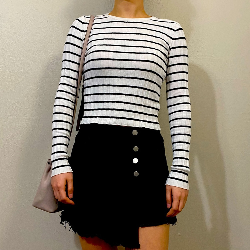 Bershka cropped ribbed stripped knit crop top